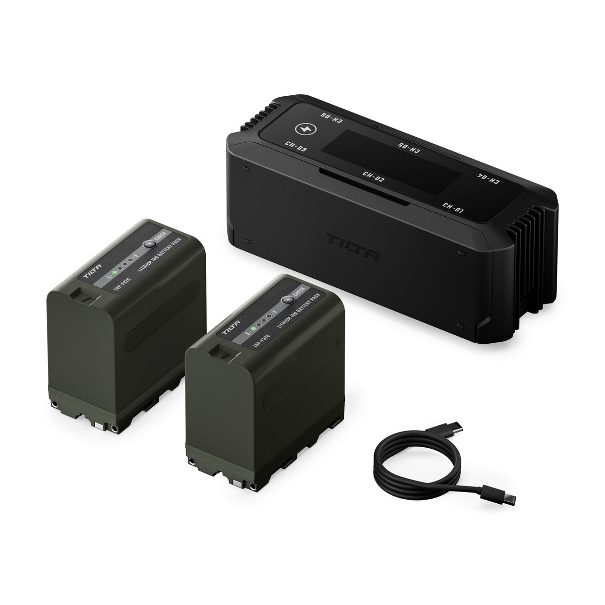 Tilta Foldable Charging Station for L-Series/NP-F (6 Channel), Charger + 2 Batteries