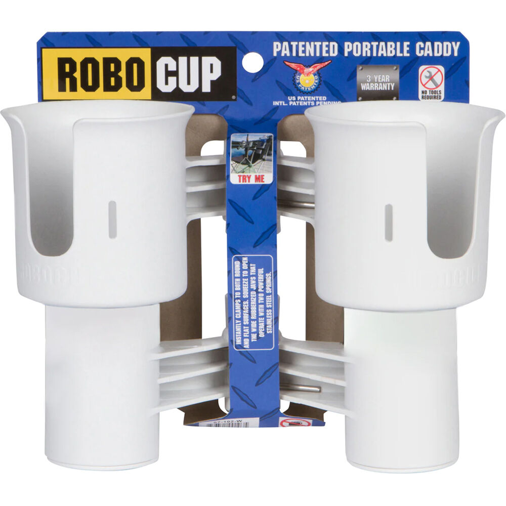 RoboCup Clamp-On Dual Cup Holder (White)