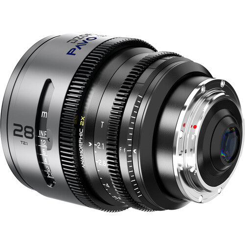 DZOFILM DZOFilm PAVO 28mm T2.1 2x Anamorphic Prime Lens (Blue Coating, PL/EF Mount, Feet) - Film Gear Canada