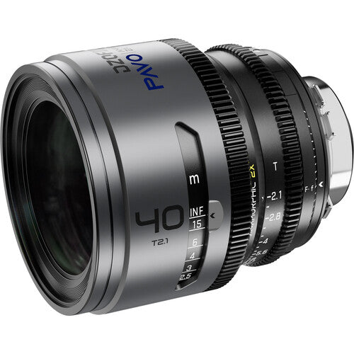 DZOFILM DZOFilm PAVO 40mm T2.1 2x Anamorphic Prime Lens (Blue Coating, PL/EF Mount, Feet) - Film Gear Canada