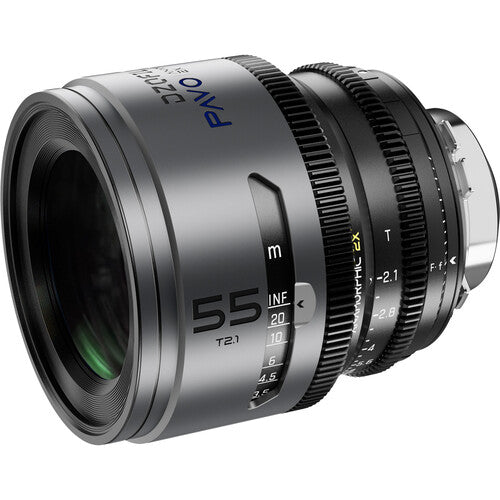 DZOFILM DZOFilm PAVO 2x Anamorphic 32/55 T2.1 & 100mm T2.4 3-Lens Set (Blue Coating, PL/EF Mount, Feet) - Film Gear Canada