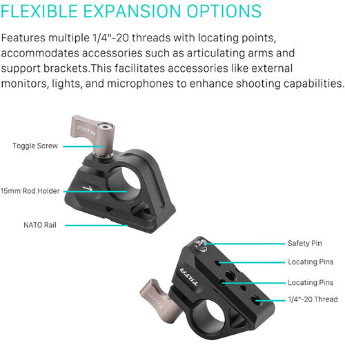 Tilta Tilta 15mm Rod Bracket with NATO Rail (Black) - Film Gear Canada