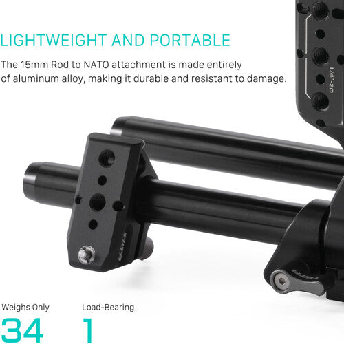Tilta Tilta 15mm Rod Bracket with NATO Rail (Black) - Film Gear Canada