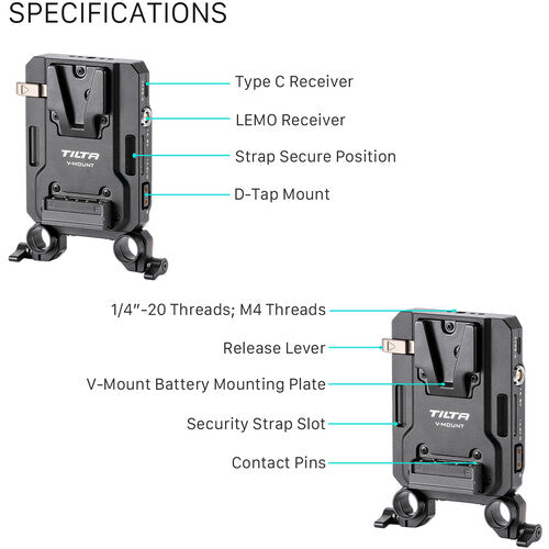 Tilta Tilta Mini PD V-Mount Battery Plate (Black) - Film Gear Canada