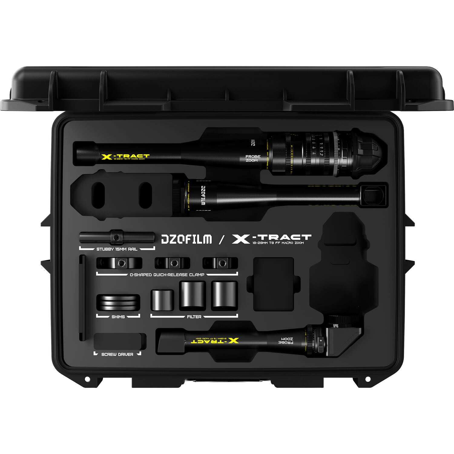 DZOFilm X-Tract 18-28mm T8 FF Detachable Probe Zoom Macro Lens with Case (0, 90 & 360, ARRI PL, Metric)