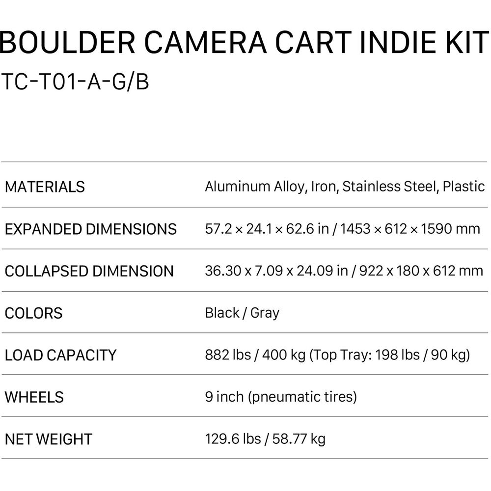 Tilta 36" Boulder Camera Cart (Base Model with Indie Kit)