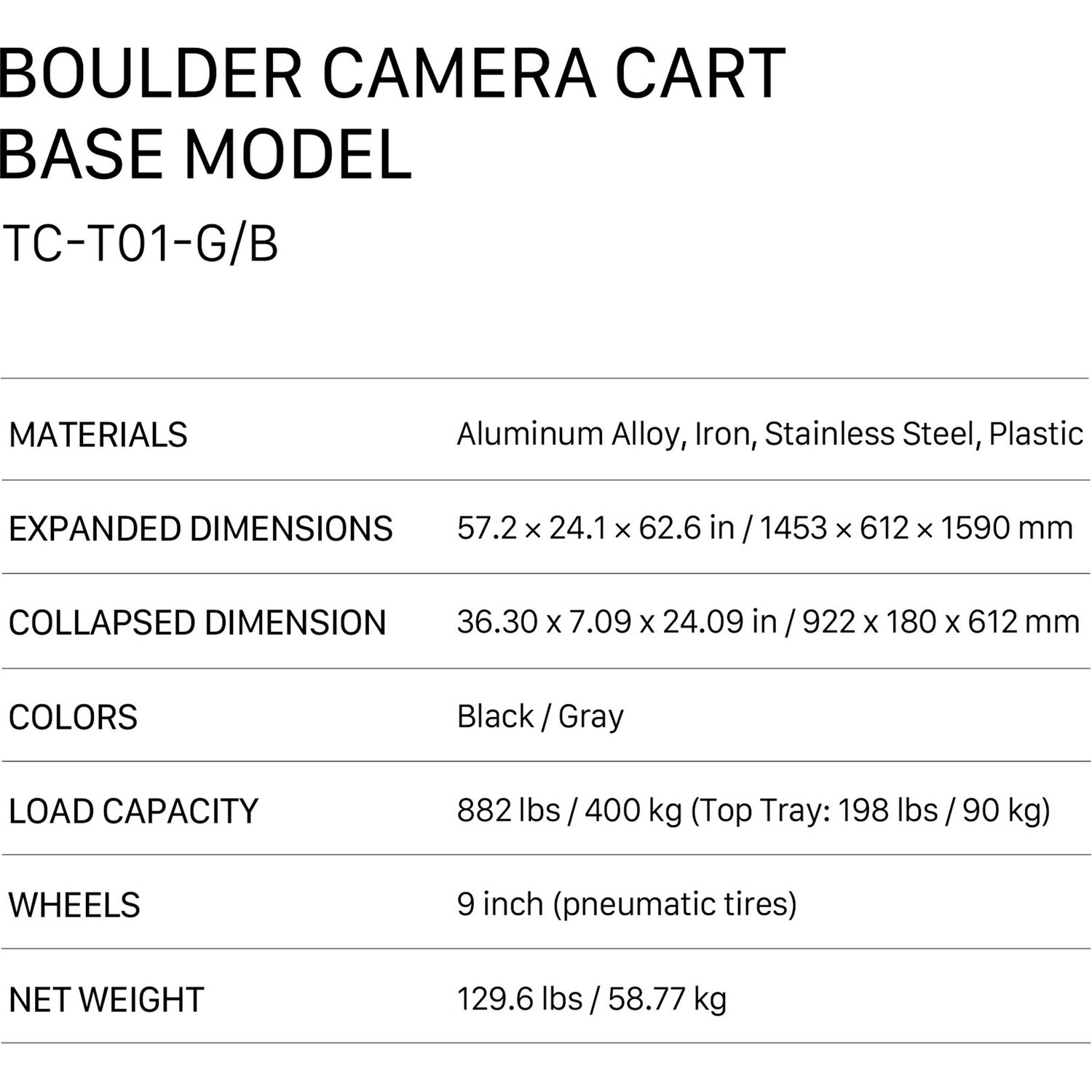 Tilta 36" Boulder Camera Cart (Base Model)