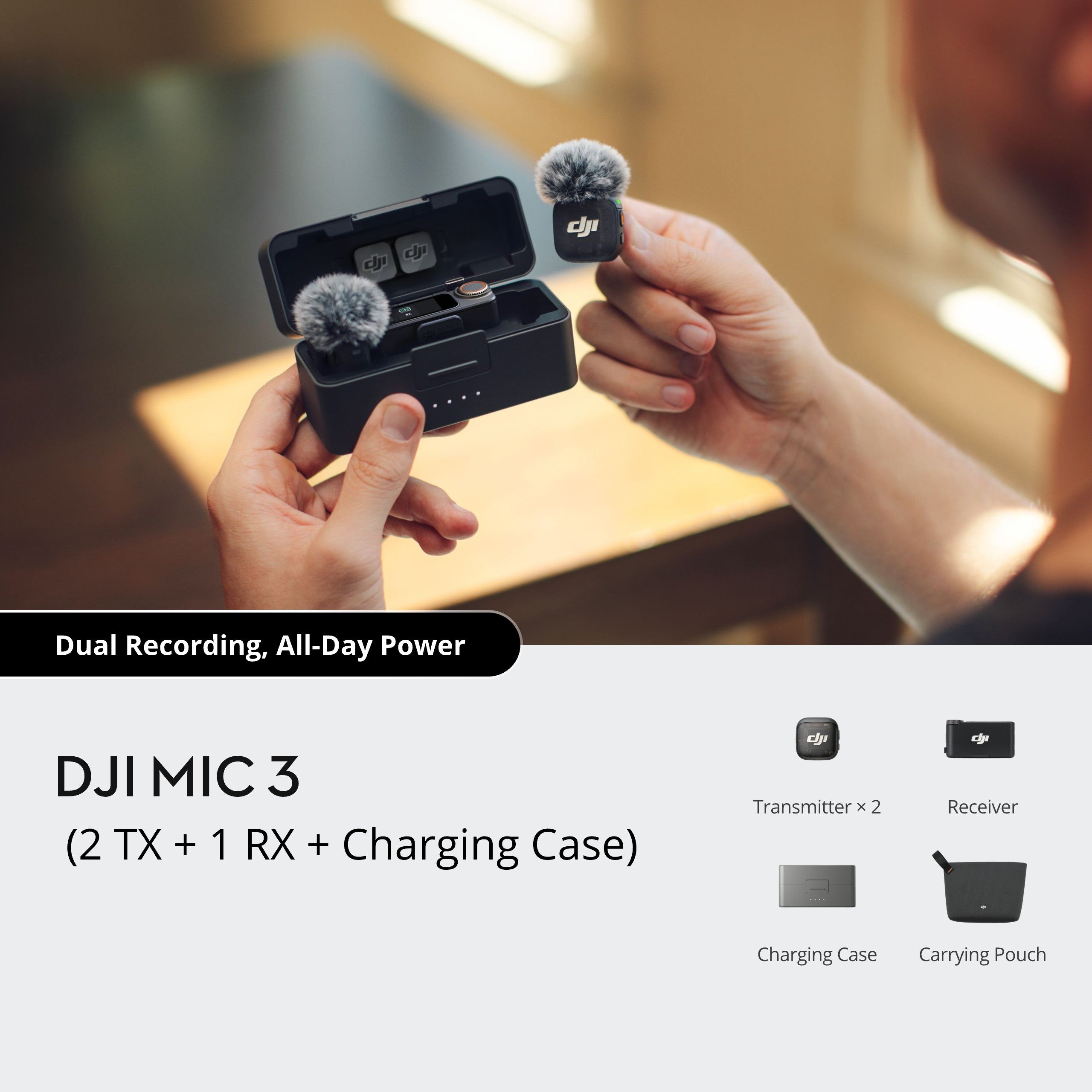 DJI Mic 3トランスミッター Mic 3 レシーバー セット DJI Mic 3(トランスミッター×2 + レシーバー×1 + 充電ケース) - 業務用