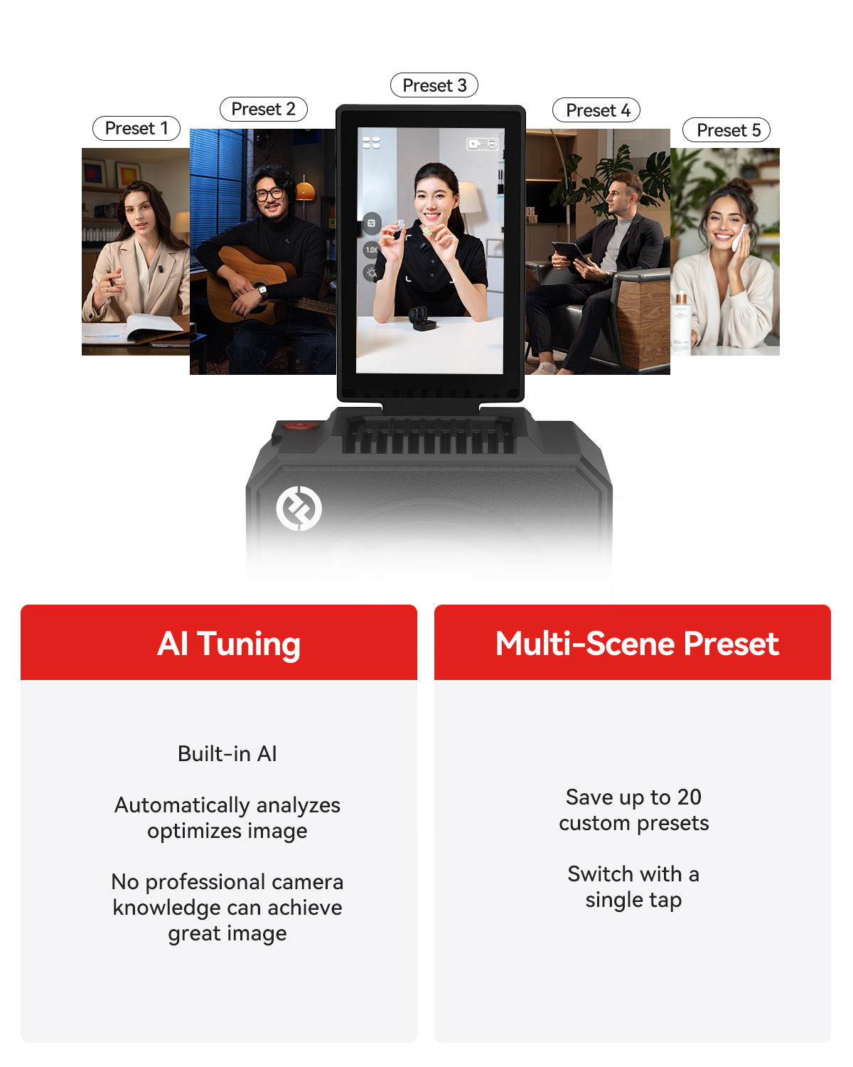 Hollyland VenusLiv Air 4K live streaming camera with included accessories