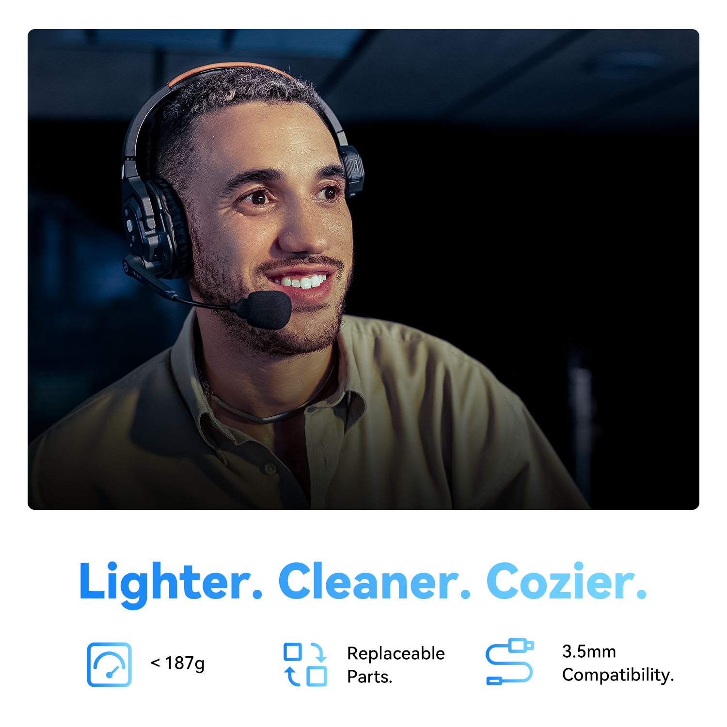 Hollyland Solidcom SE lightweight headset comfort feature panel