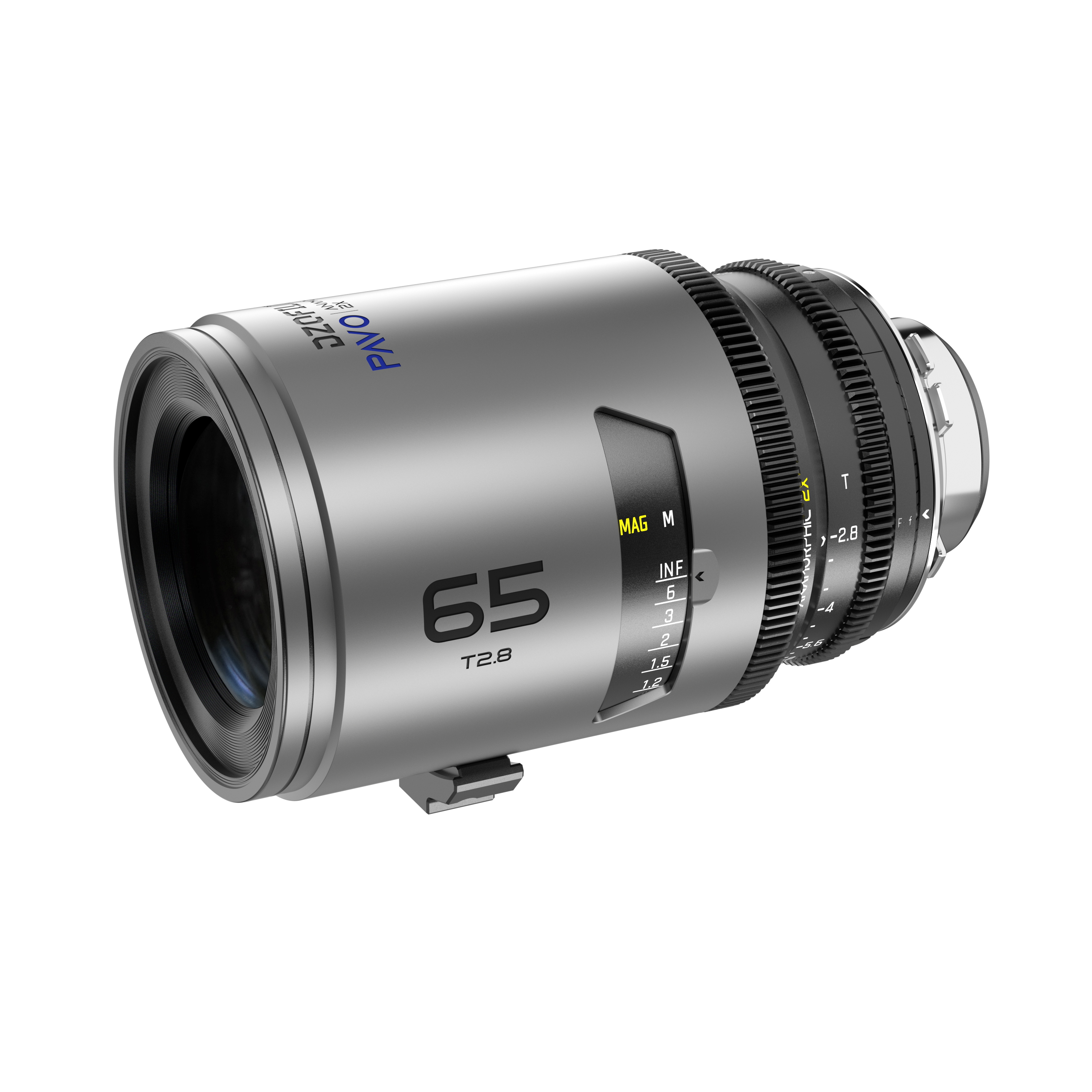 DZOFILM DZOFILM Pavo 2x Anamorphic Prime 65mm Macro T2.8 Blue Coating (PL&EF mount, feet) - Film Gear Canada
