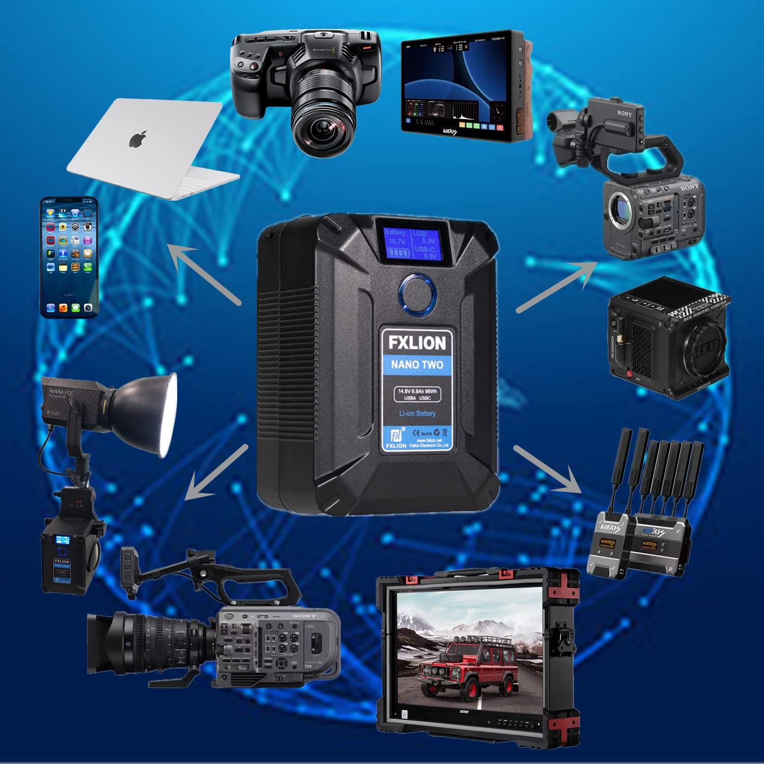 FXLION Fxlion Nano Two Wireless 98Wh V-lock Battery, 14.8V - Film Gear Canada