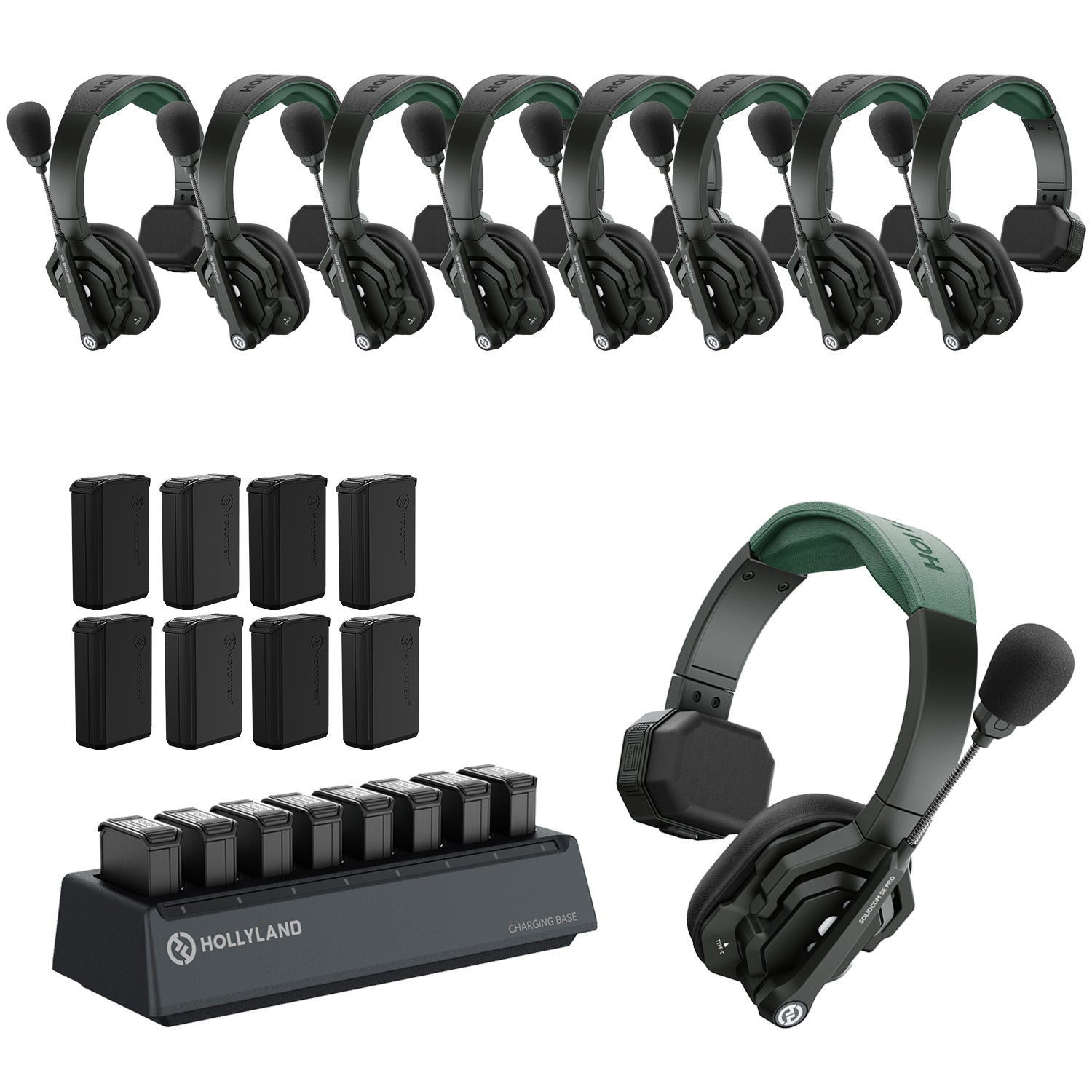 Hollyland Solidcom SE Pro 9S 9-person single-ear wireless intercom system kit