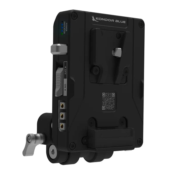 Kondor Blue Pro V-Mount Battery Plate with Swiveling Rod Block (Raven Black)