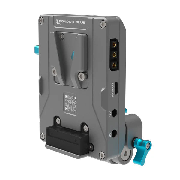 Kondor Blue Pro V-Mount Battery Plate with Swiveling Rod Block (Space Gray)