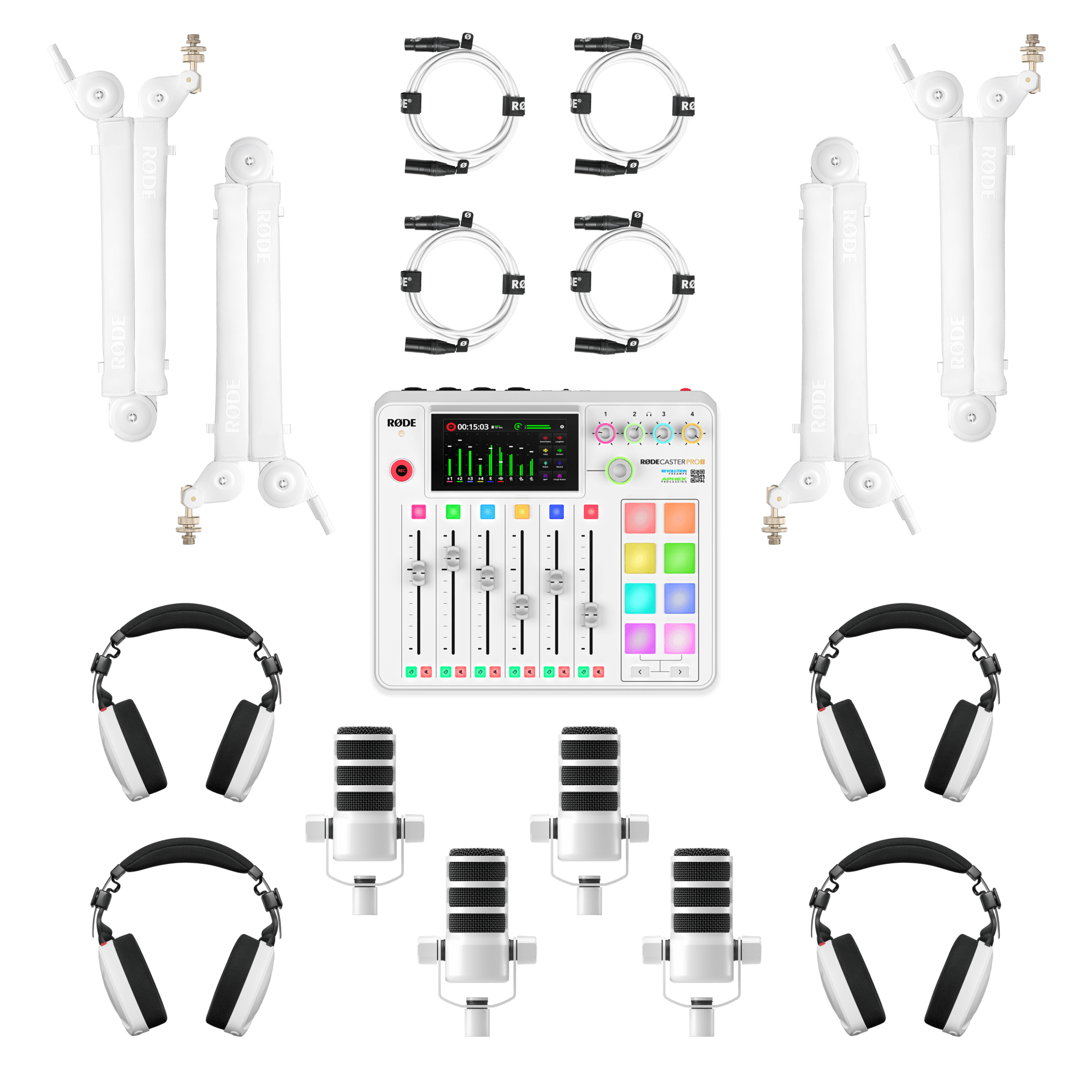 Rode Pro Podcaster Bundle (4-Person) White