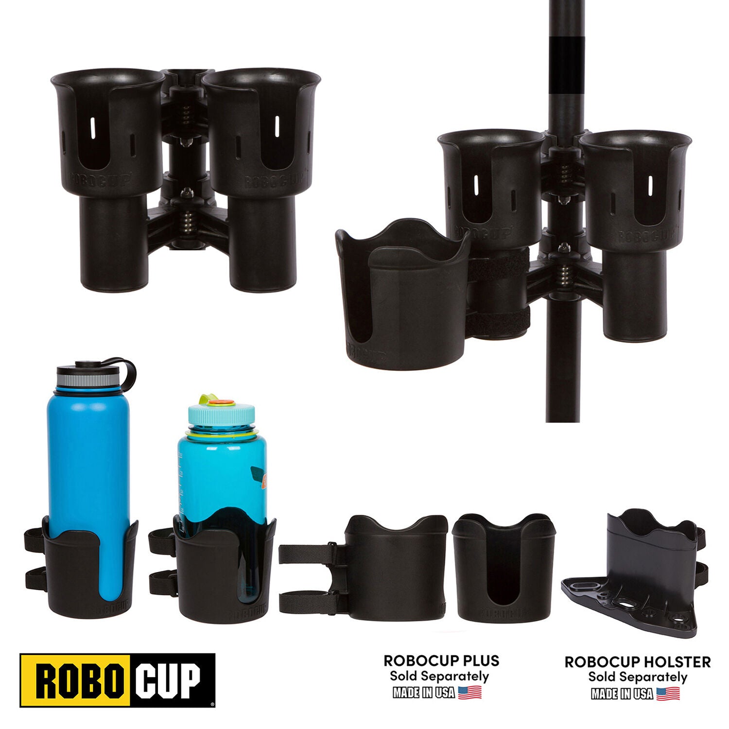 RoboCup Clamp-On Dual Cup Holder (Navy)