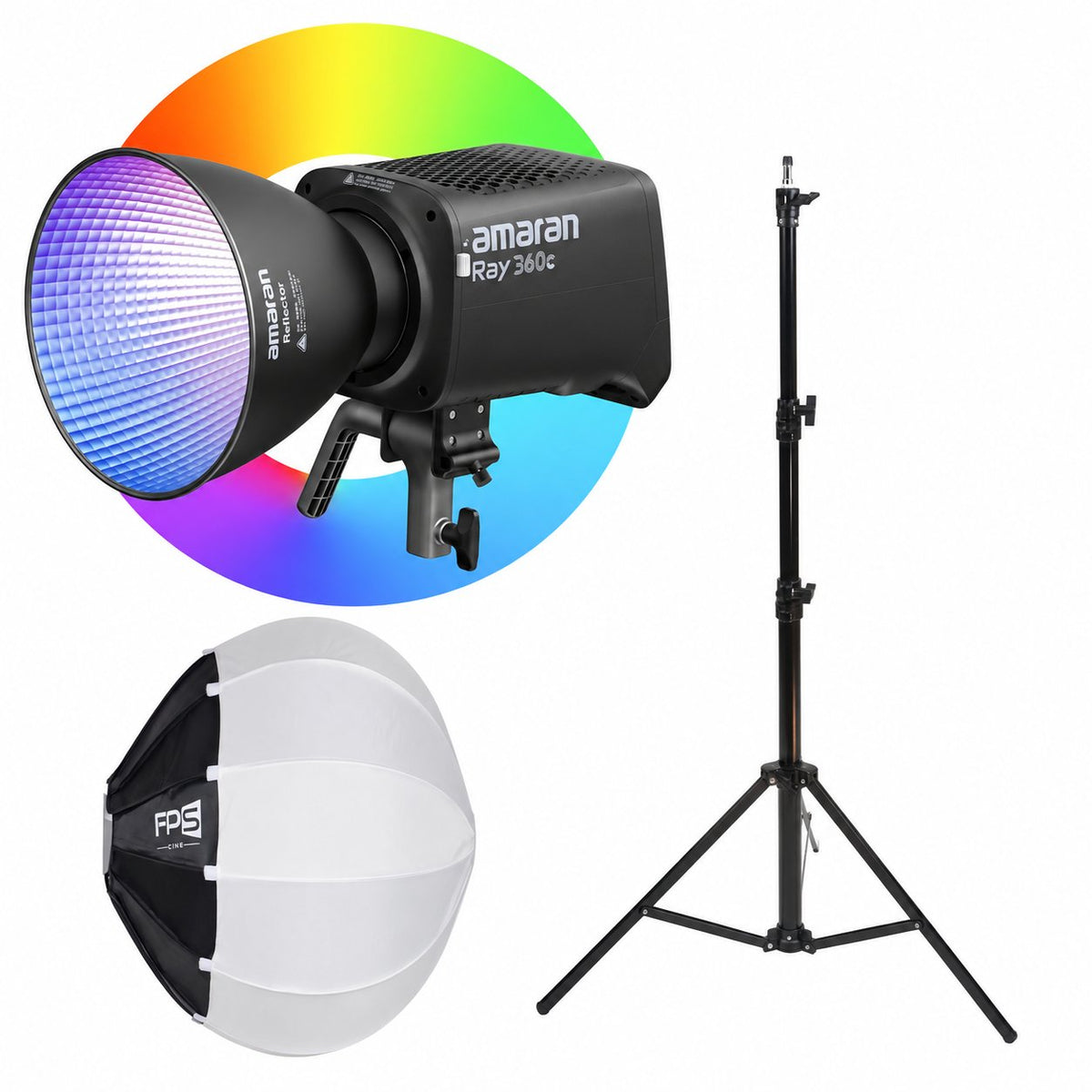 Amaran Ray 360c Complete Lighting Kit — Soft Light (L65 Lantern): amaran ray 360c light, FPS modifier and light stand