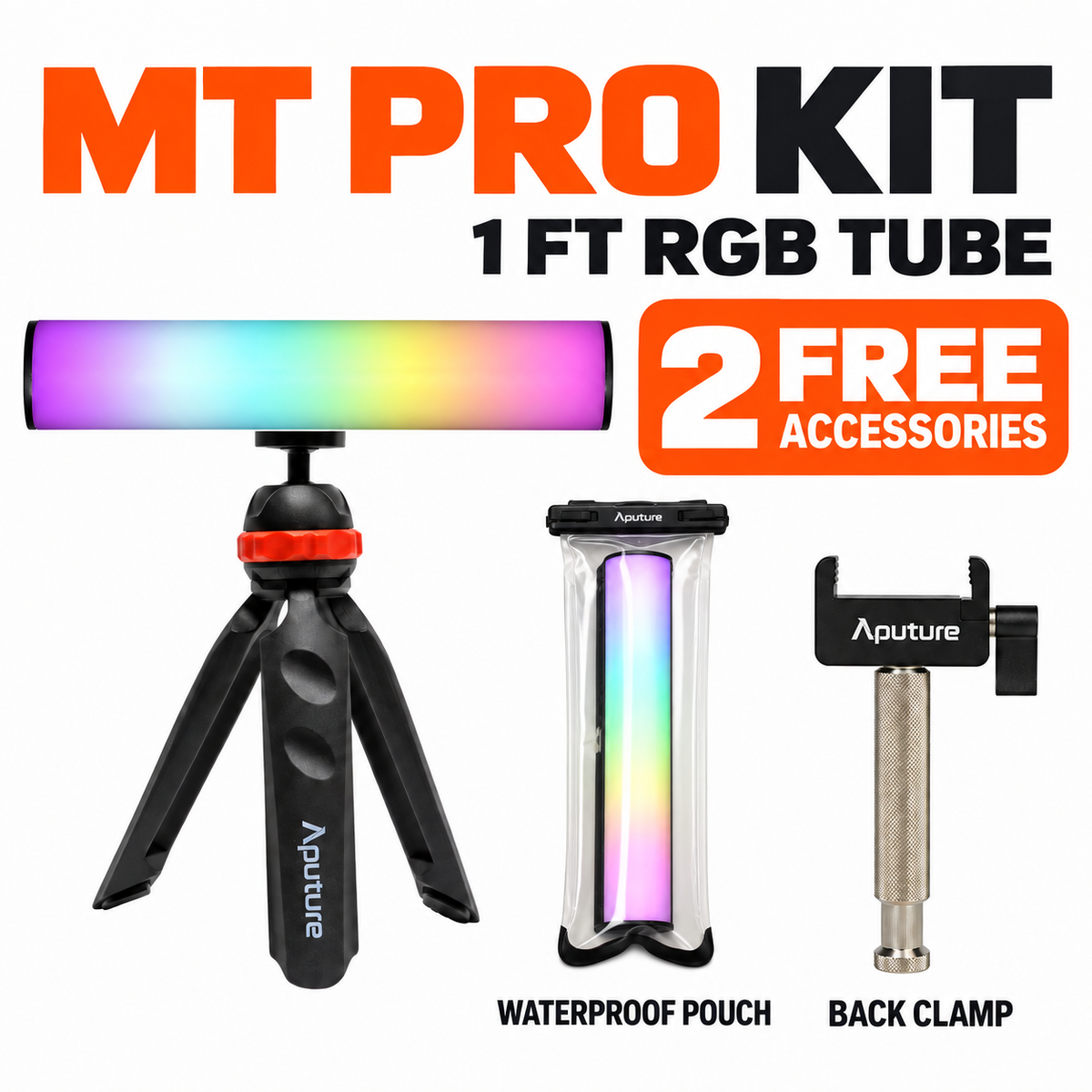 Aputure MT Pro RGB LED tube kit with two free accessories