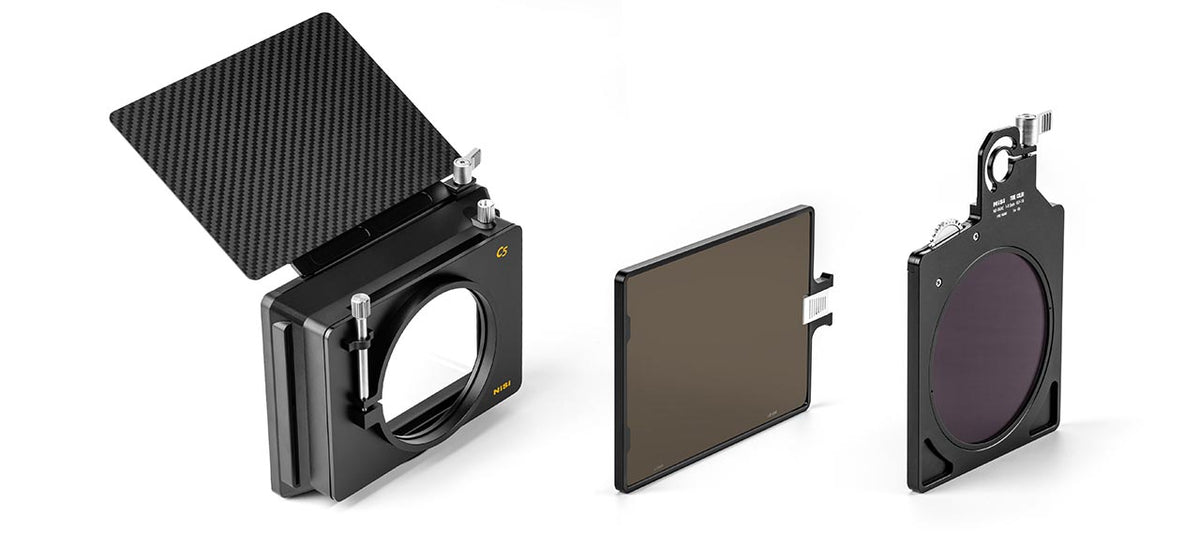 NiSi C5 matte box holder shown with a 4x5.65 filter and the True Color VND for C5