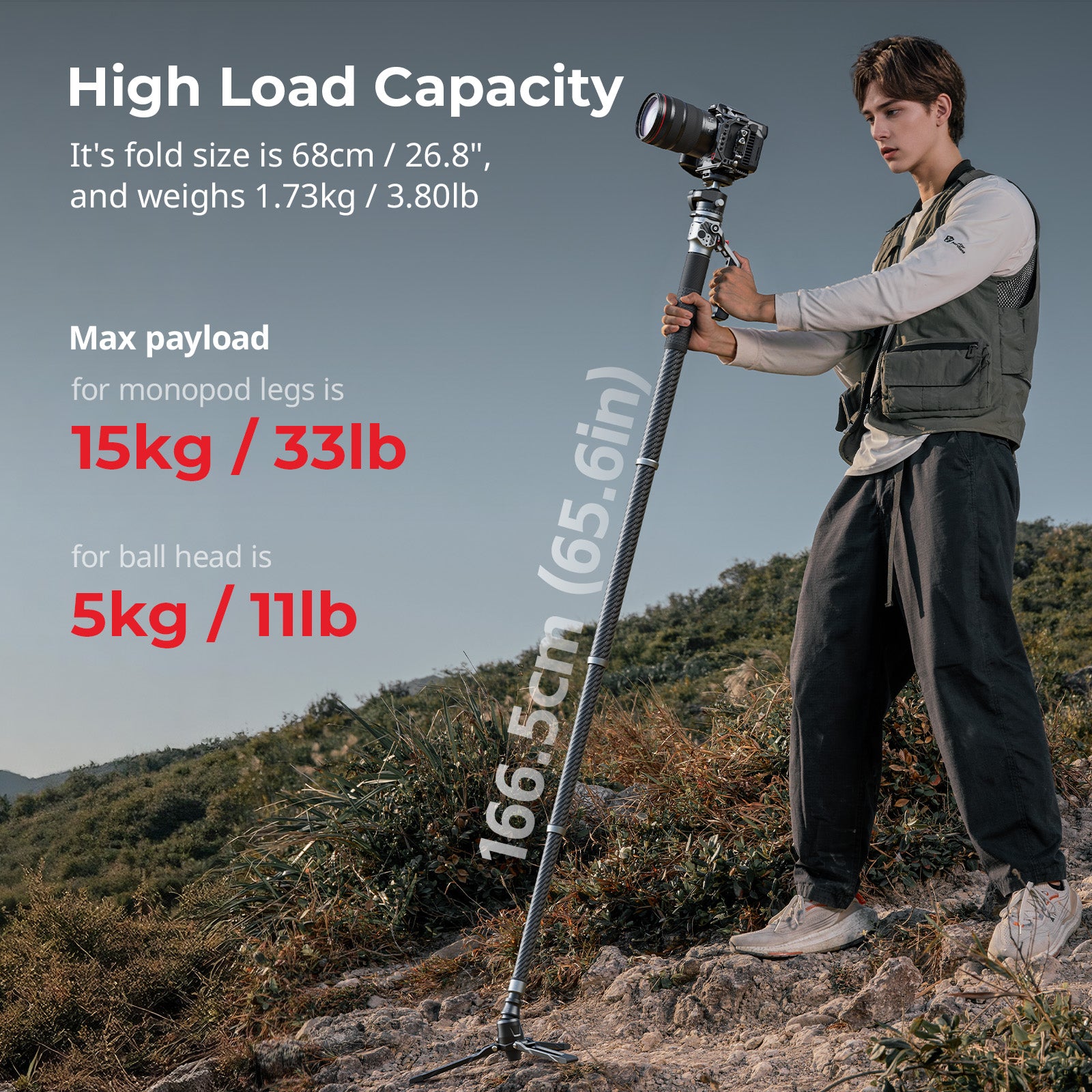 SmallRig Carbon Fiber Monopod with Ball Head for Photography 5564