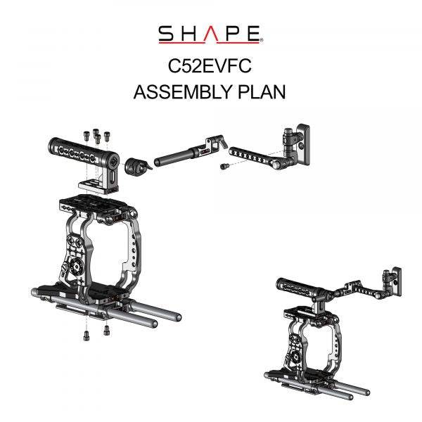 SHAPE Canon C500 MKII/C300 MKIII Camera Cage, Top Handle, Rod Bloc System and View Finder Mount product view 9