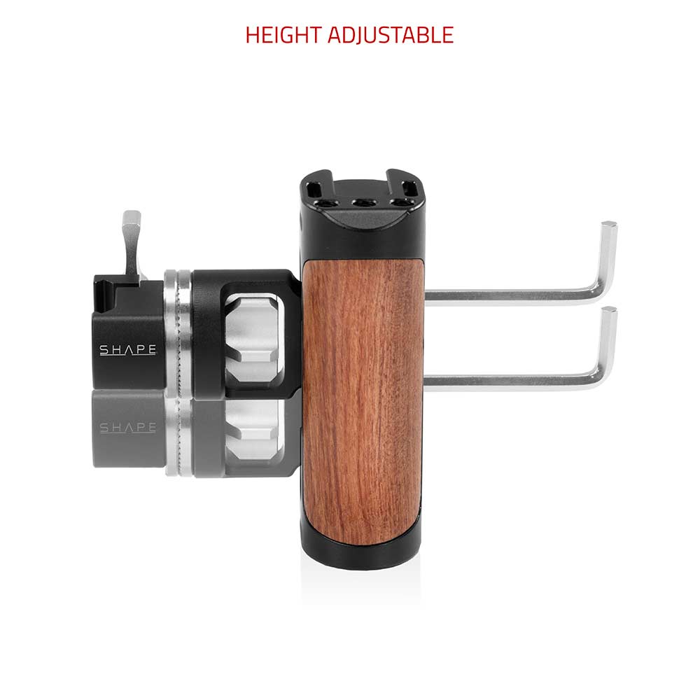 SHAPE Universal Wooden Pivoting Side Handgrip NATO Clamp with ARRI Rosette product view 4