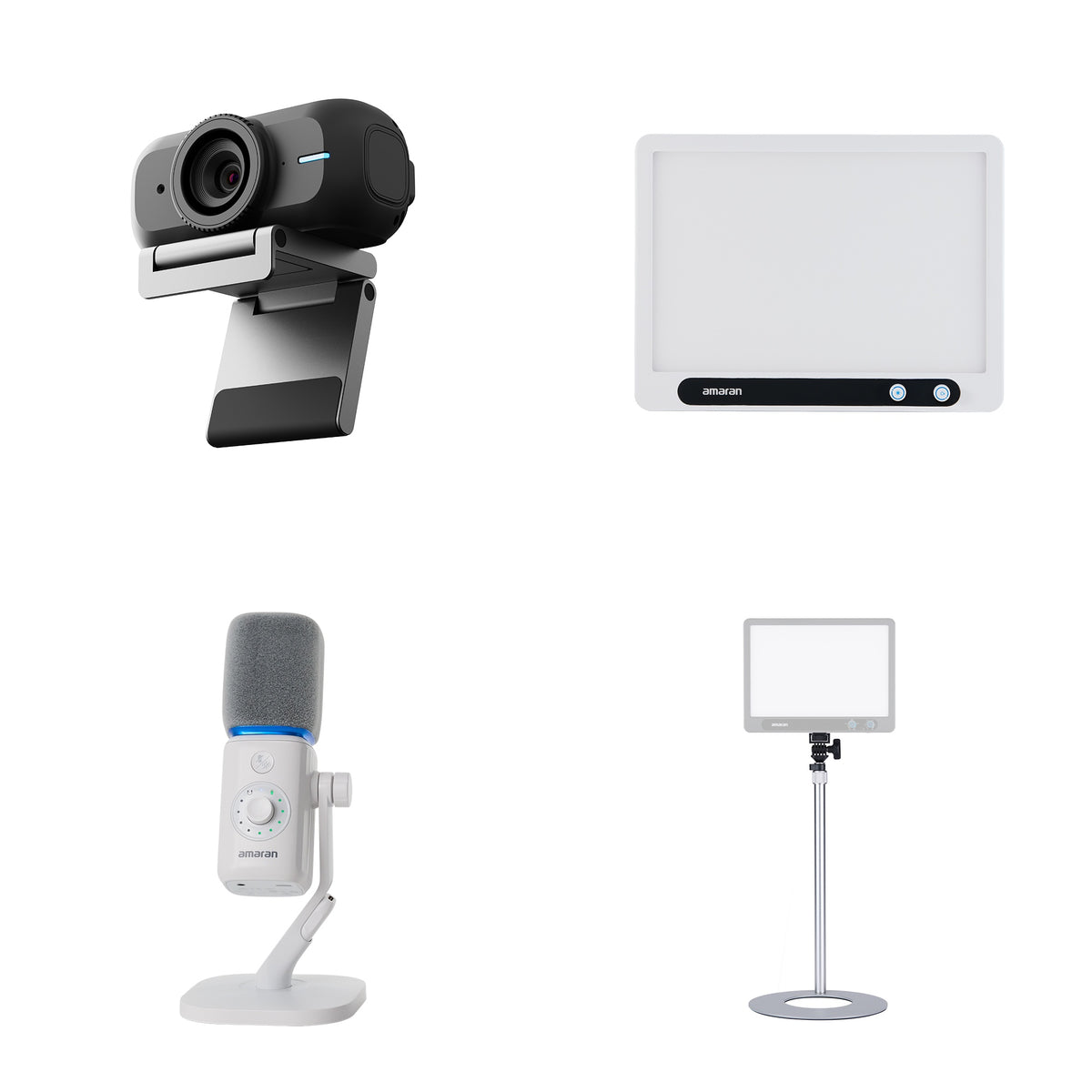 amaran Cam Streaming Starter Bundle (White) with amaran Cam, Verge light, Mic and desk stand