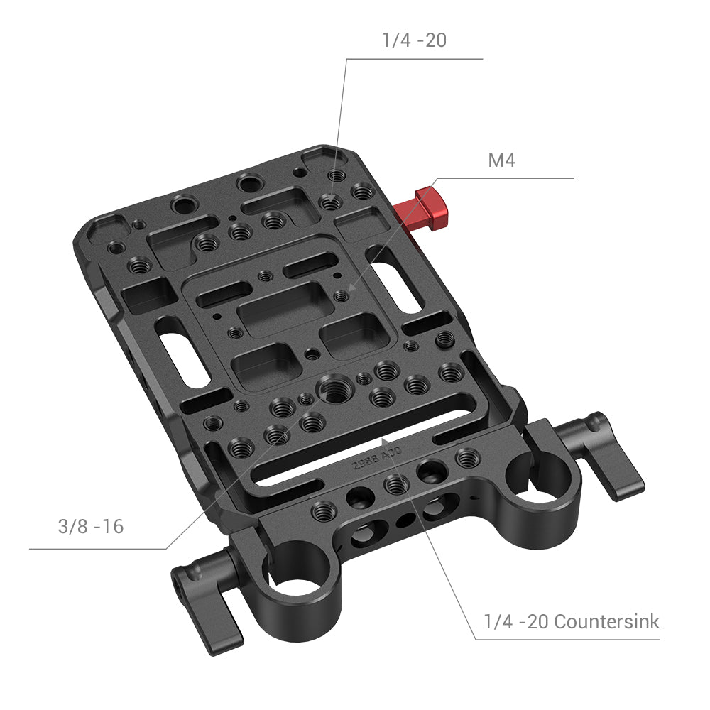 SmallRig V Mount Battery Plate with Dual 15mm Rod Clamp #3016 - Filmgear Canada