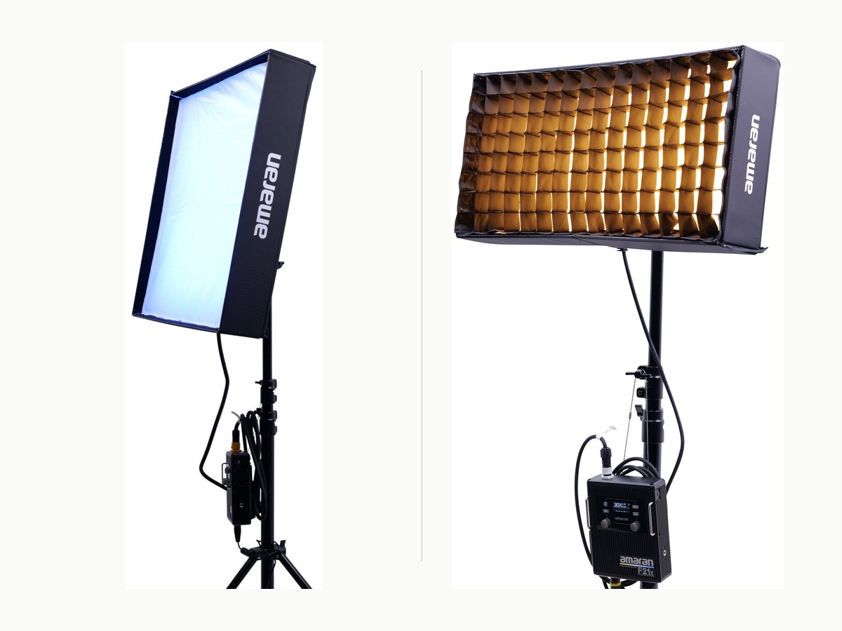amaran F22c 2x2 and F21x 2x1 flexible LED mats side by side