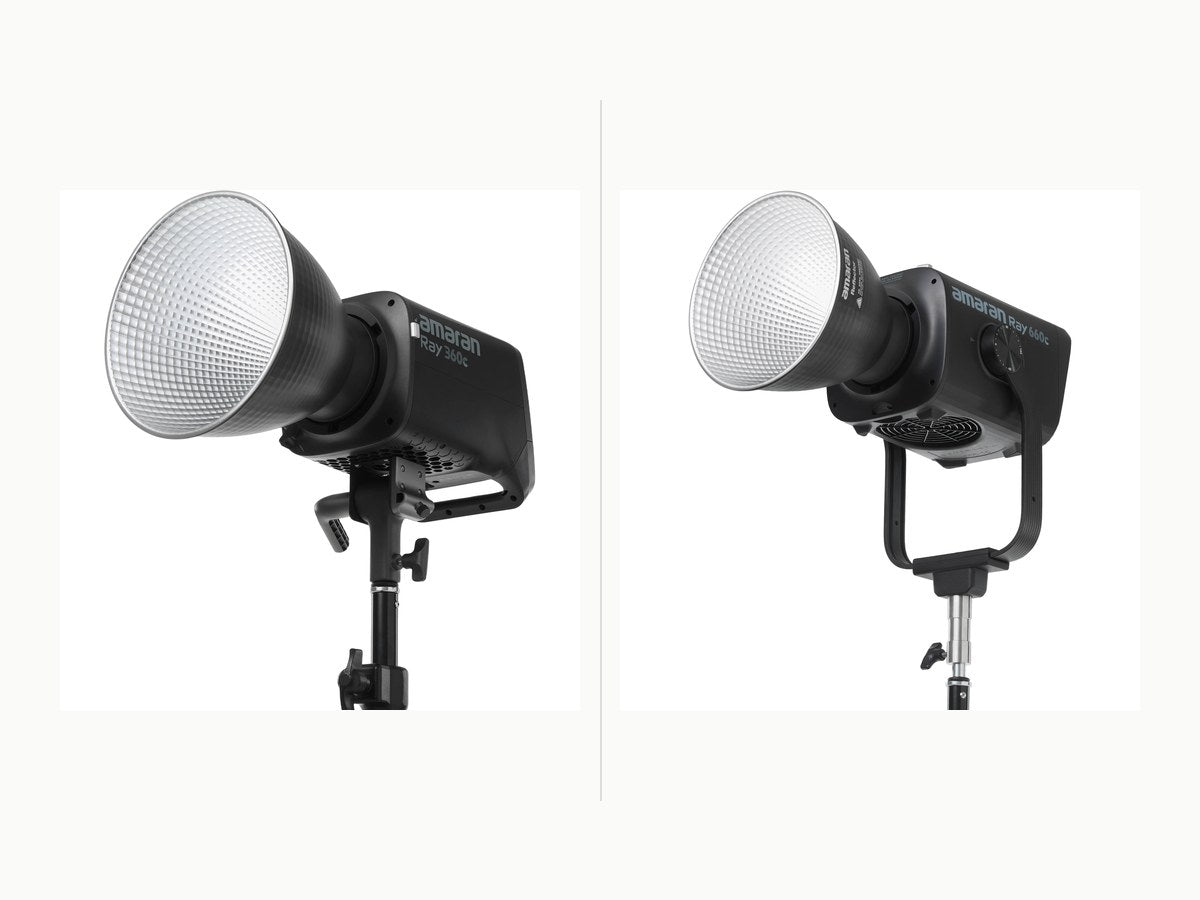 amaran Ray 360c and Ray 660c RGB LED lights compared side by side