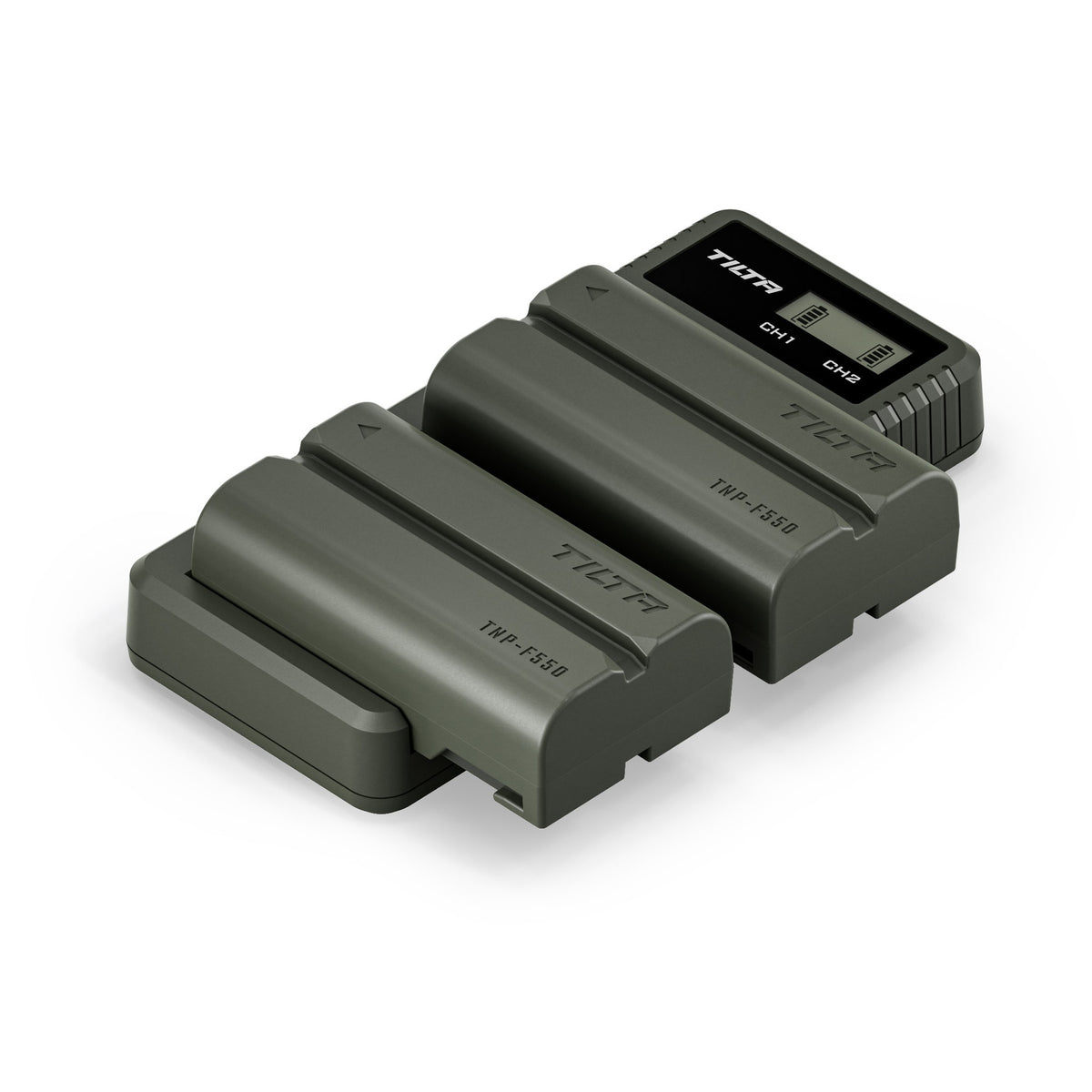 Tilta L-Series/NP-F Battery Charger Kit with two NP-F550 batteries in Green, photo 1