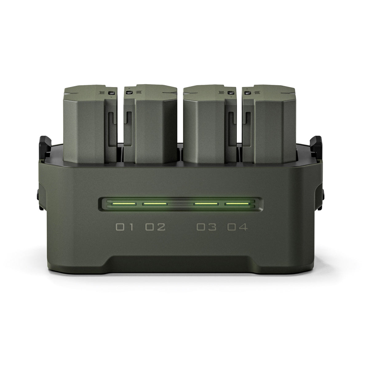 Tilta NP-FZ100 charging station holding four batteries