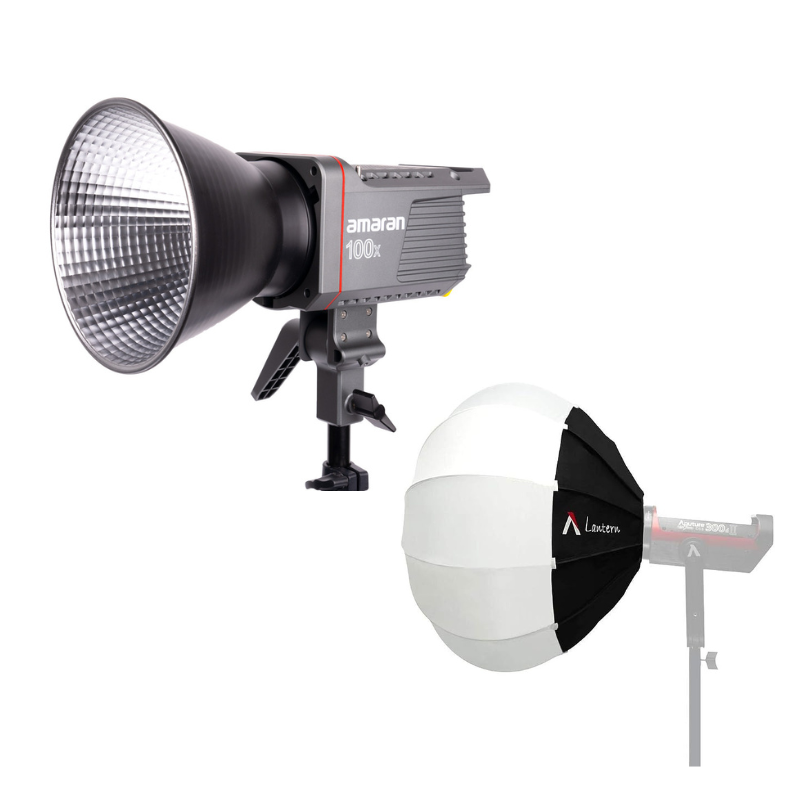 (BUNDLE) Amaran 100X 100W Bi-Color LED Video Light + Lantern Kit