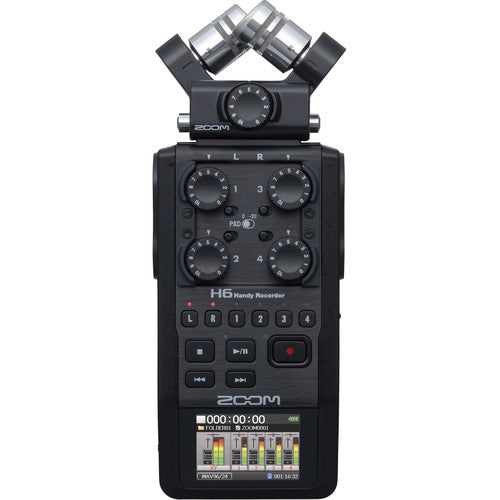 Zoom H6 All Black 6-Input / 6-Track Portable Handy Recorder with Single Mic Capsule