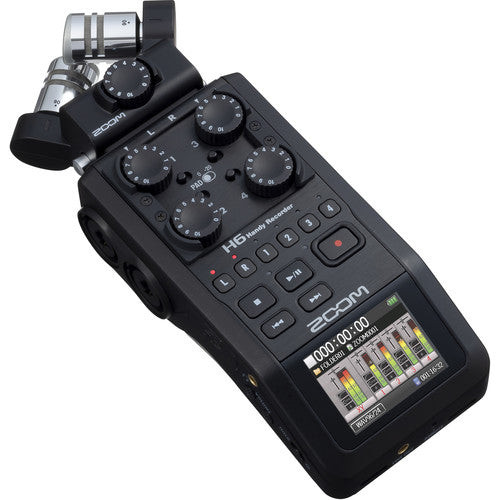 Zoom H6 All Black 6-Input / 6-Track Portable Handy Recorder with Single Mic Capsule