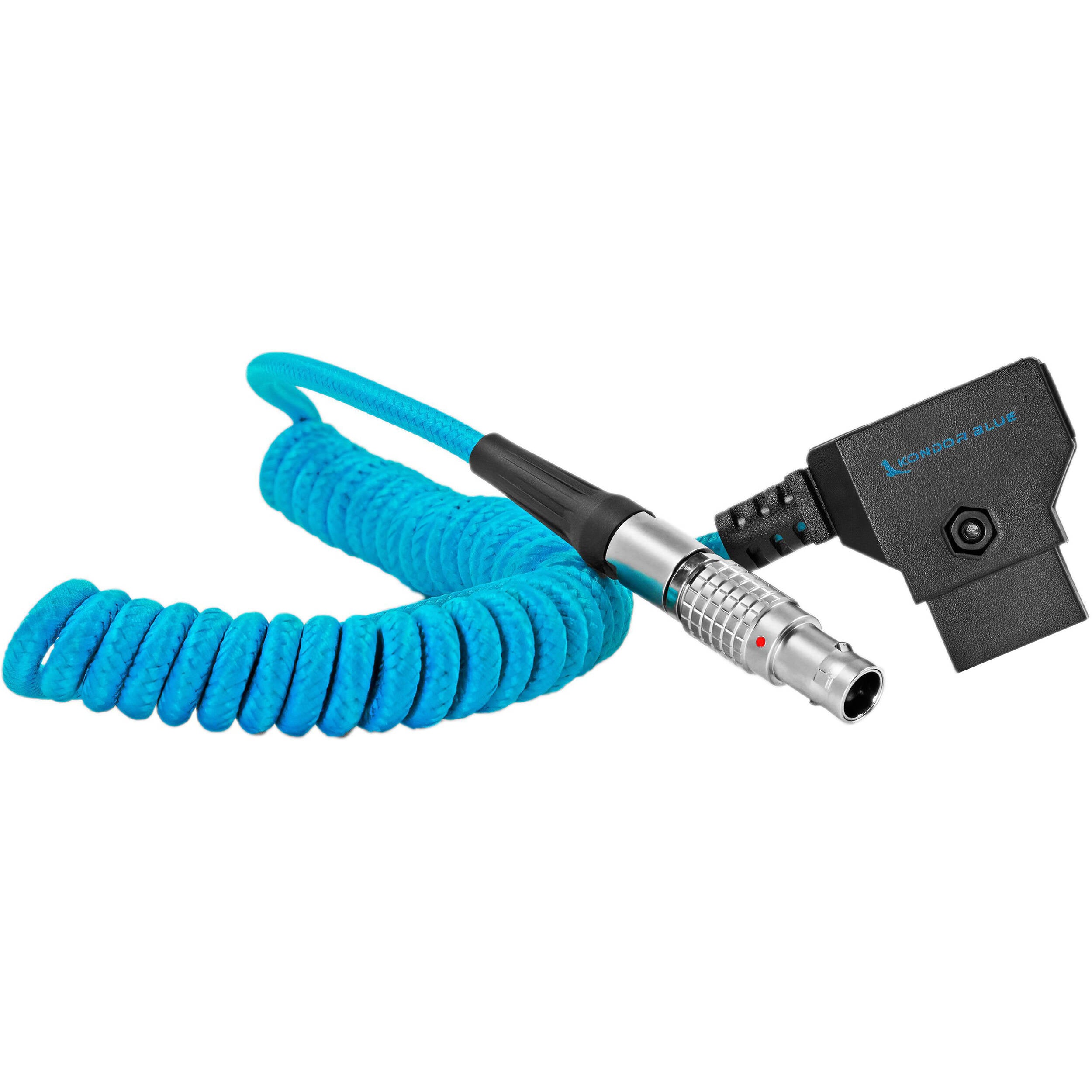 Kondor Blue Coiled D-Tap to LEMO-Type 2-Pin 0B Male Power Cable for Z CAM, SmallHD & Teradek (Kondor Blue)