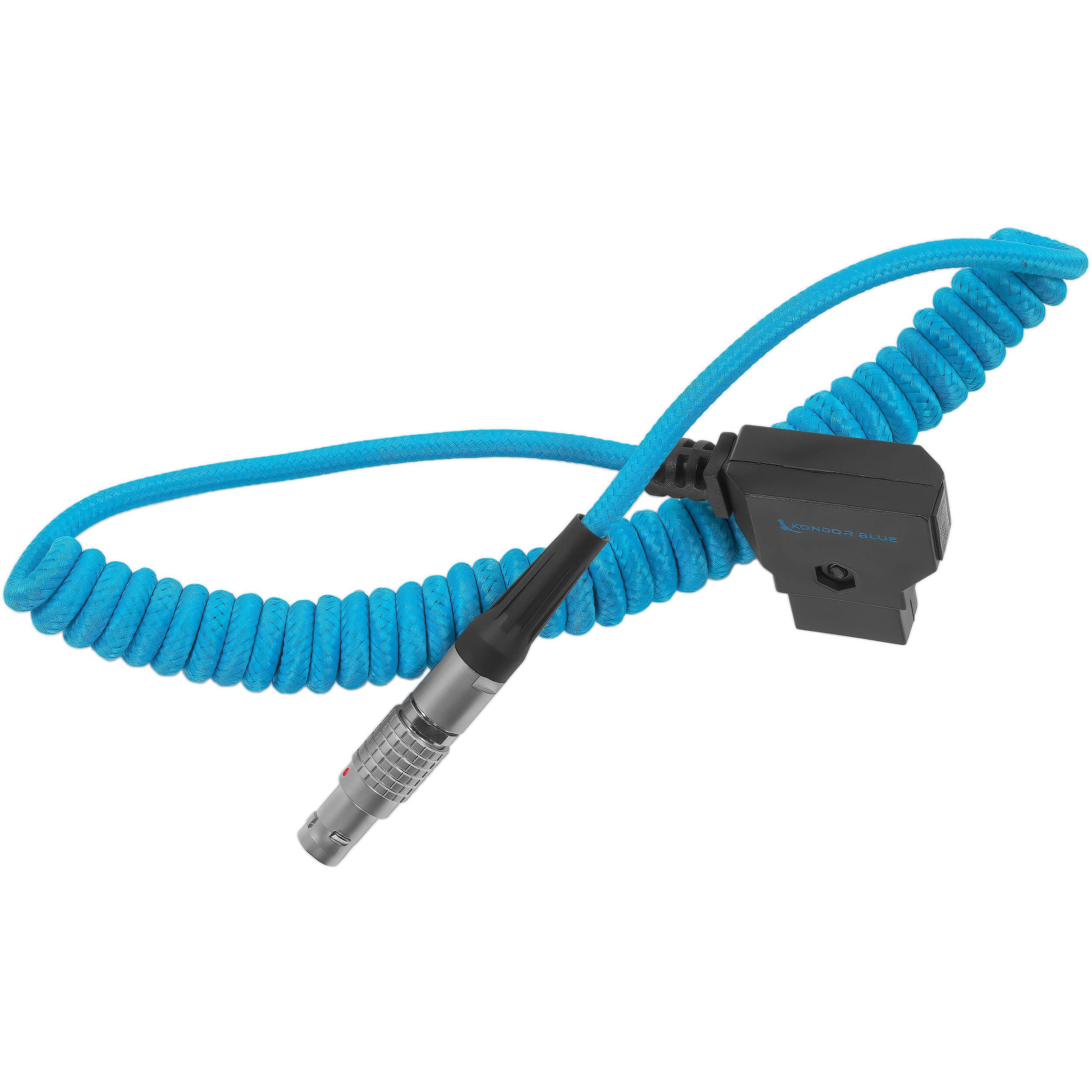 Kondor Blue Coiled D-Tap to LEMO-Type 2-Pin 0B Male Power Cable for Z CAM, SmallHD & Teradek (Kondor Blue)