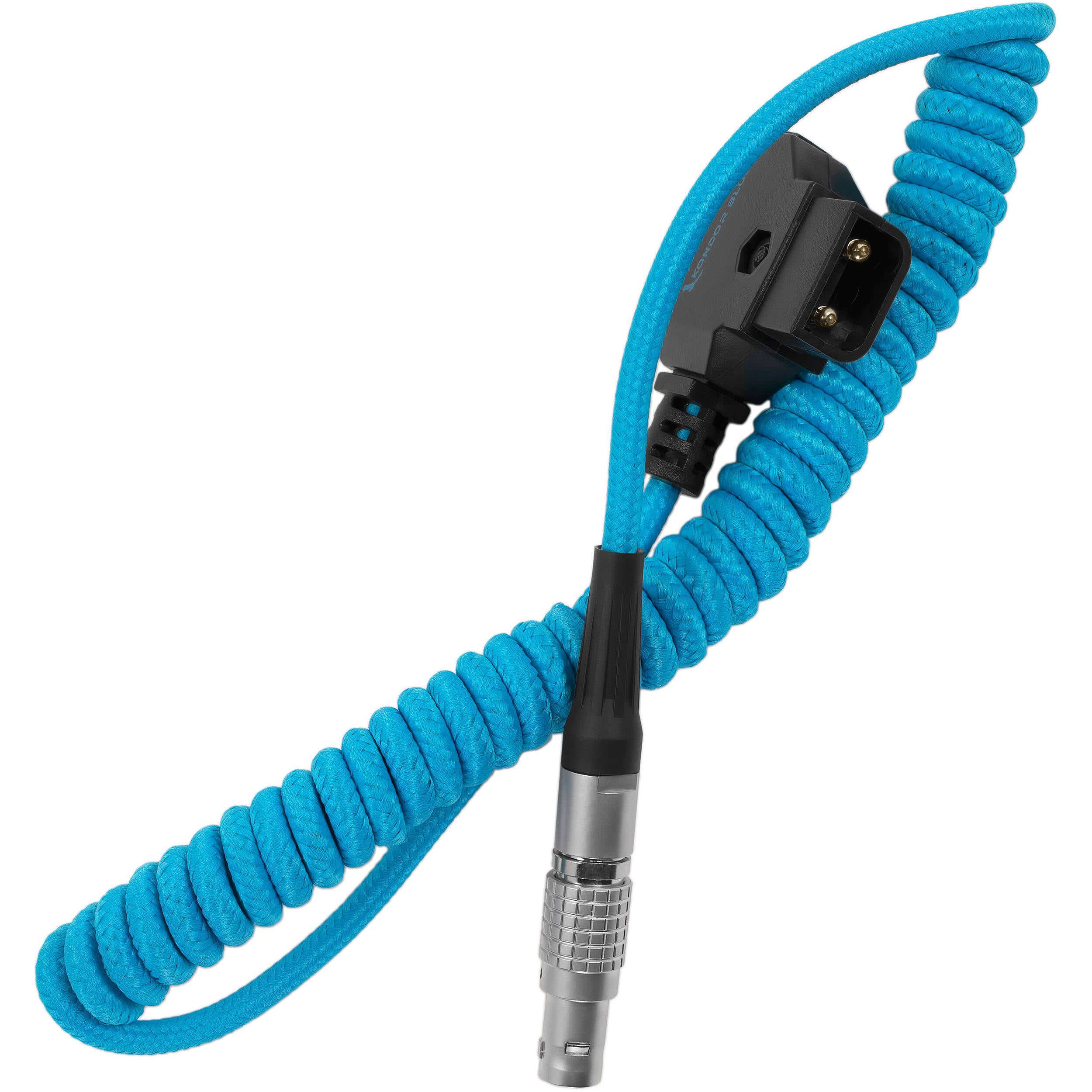 Kondor Blue Coiled D-Tap to LEMO-Type 2-Pin 0B Male Power Cable for Z CAM, SmallHD & Teradek (Kondor Blue)