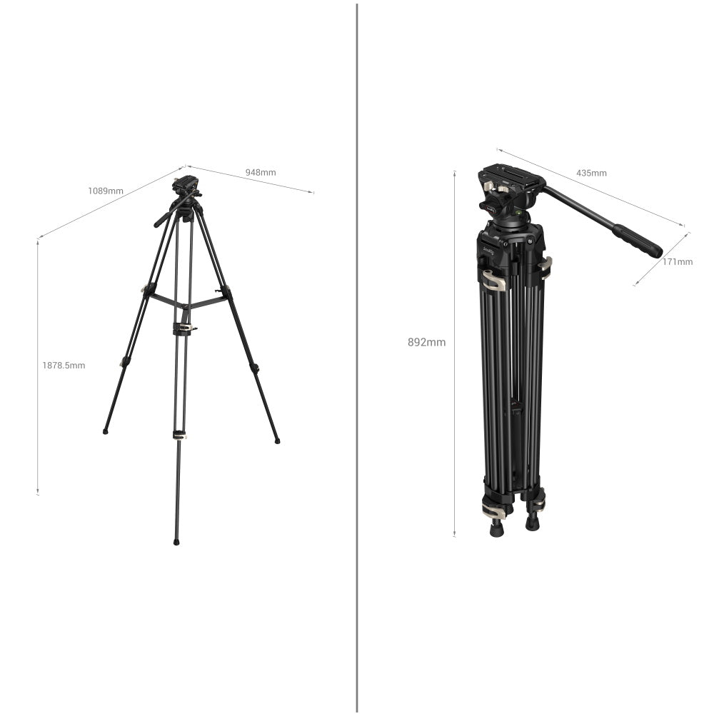 SmallRig Heavy-Duty Fluid Head Tripod AD-01 8kg(17.6lb) Capacity #3751B