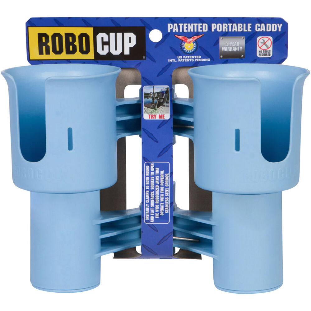 RoboCup Clamp-On Dual Cup Holder (Light Blue)