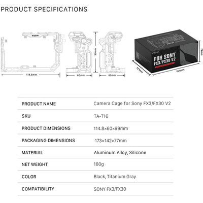 Tilta Camera Cage for Sony FX3/FX30 V2 - Basic Kit