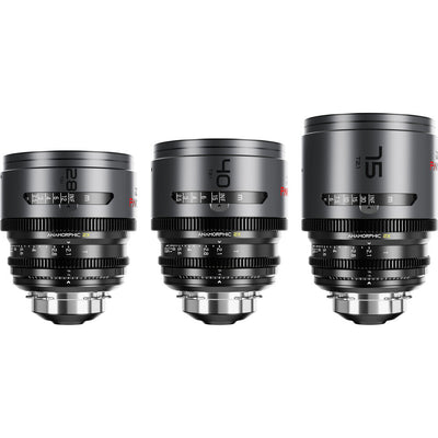 DZOFILM DZOFilm PAVO 2x Anamorphic 28/40/75mm T2.1 3-Lens Set (Neutral Coating, PL/EF Mount, Feet) - Film Gear Canada