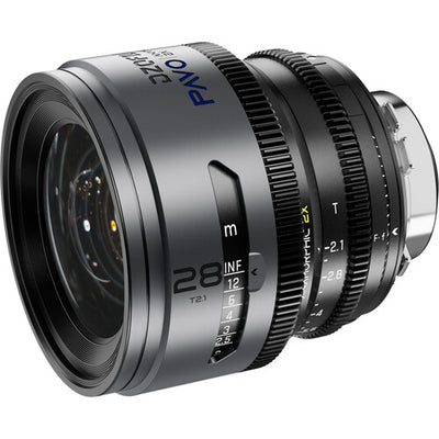 DZOFILM DZOFilm PAVO 28mm T2.1 2x Anamorphic Prime Lens (Blue Coating, PL/EF Mount, Feet) - Film Gear Canada