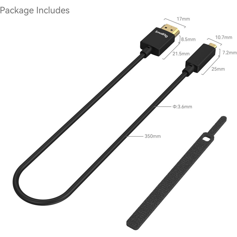 SmallRig 4K Micro HDMI to HDMI Cable (D to A) 35cm/13.8"