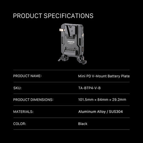 Tilta Mini PD V-Mount Battery Plate (Black)
