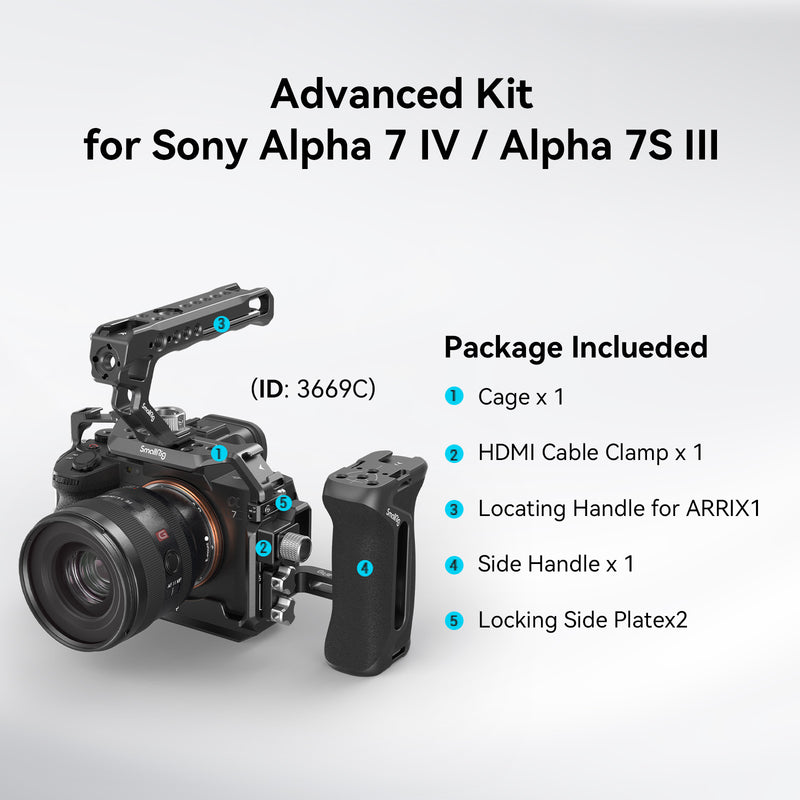 SmallRig Advanced Cage Kit for Sony Alpha 7R V / Alpha 7 IV / Alpha 7S III 3669B