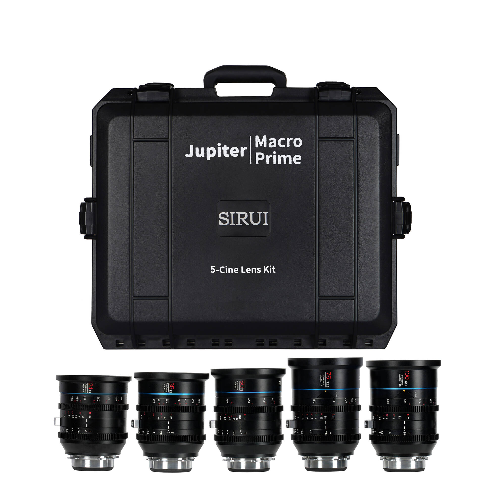 SIRUI Jupiter Macro T2 Full-Frame Cine Prime Lens Set (24mm, 35mm, 50mm, 75mm and 100mm Cinema Lens Set) PL Mount