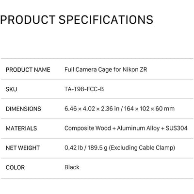 Tilta Tilta Camera Cage for Nikon ZR Base Kit (Black) - Film Gear Canada