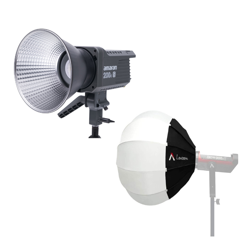 (BUNDLE) Amaran 200X-S Bi-Color 200W COB LED Video Light + Lantern Kit